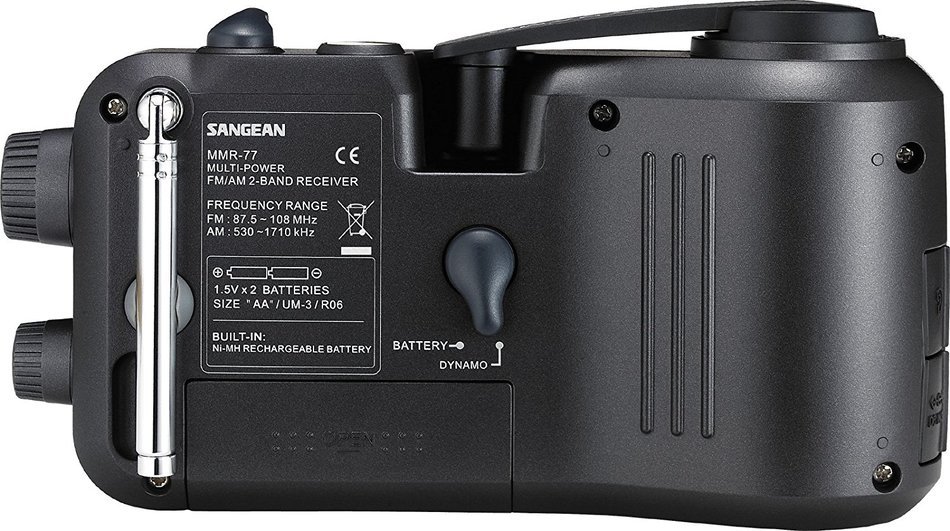 Sangean Compact Emergency Water-resistant Hand Crank AM/FM Radio with Built-in Speaker N3