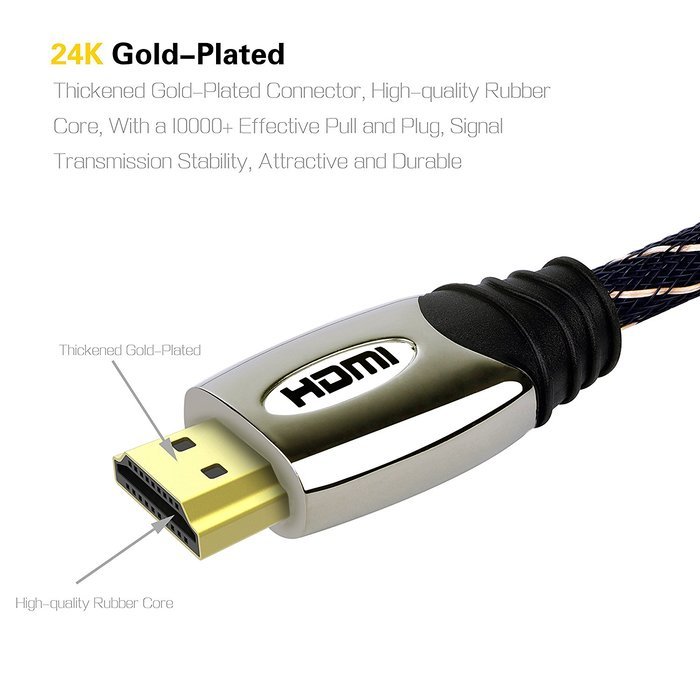 4K HDMI Cable, Kinps 15ft Ultra Slim Cable v1.4 with Ethernet, 24k Gold-plating HDMI Cable with RedMere Technology...