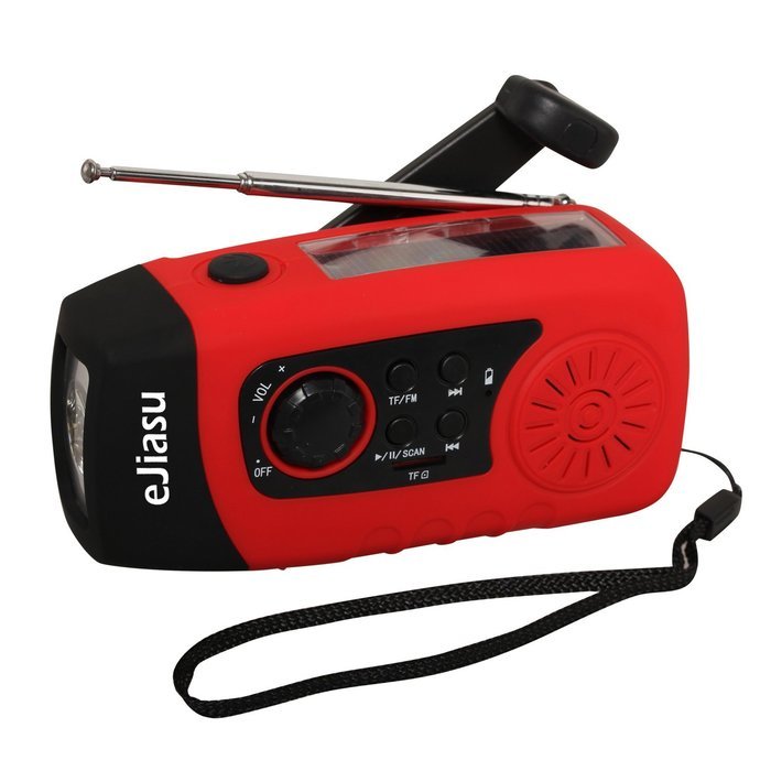 eJiasu Multifunction Dynamo Solar Hand Crank Self Powered FM Radio, [2000mAh] Emergency Power Bank & LED Flashlight...