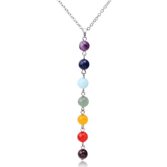 7 Chakra Beads Pendant Chain Necklace Women Yoga Reiki Healing Balancing Jewelry N5