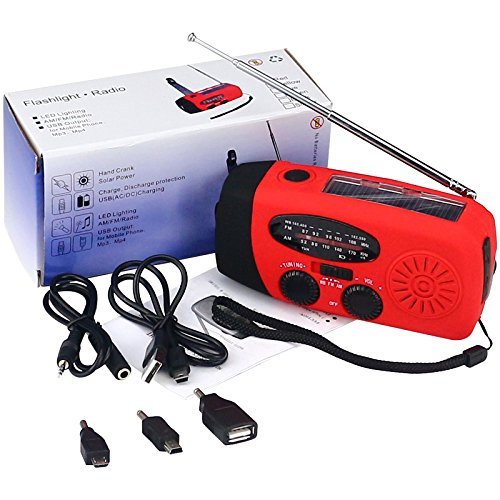 Sminiker Solar Self Powered Portable Hand Crank Emergency Radios, AM/FM