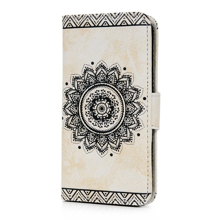 S6 Edge Case,Samsung Galaxy S6 Edge Case - Wallet Embossed Totem Flower Premuim PU Leather Snug Fit Soft TPU Inner... N27