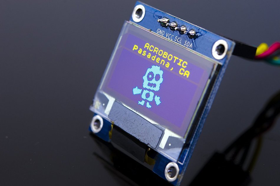 ACROBOTIC 0.96" Inches Yellow-Blue I2C 128x64 OLED LCD Display Module for Arduino, ESP8266...
