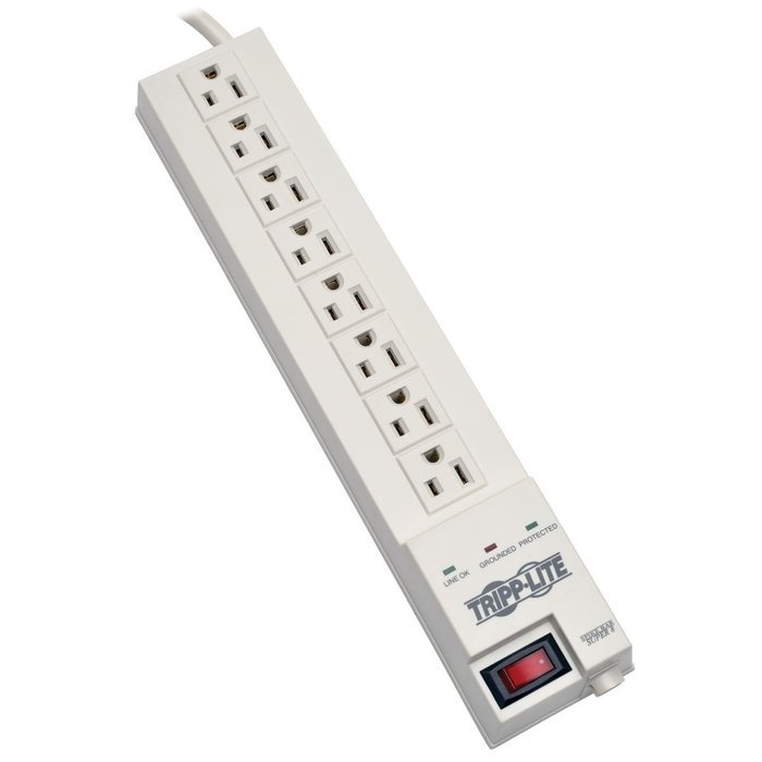 Tripp Lite 8 Outlet Surge Protector Power Strip, 8ft Cord, & $35K INSURANCE (SK6-6)