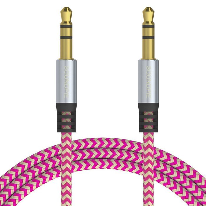 SoundPie 3.5mm Nylon Braid Contrast Color ShoeLace Auxiliary Audio Cable (5ft / 1.5m) AUX Cable for Headphones... N6
