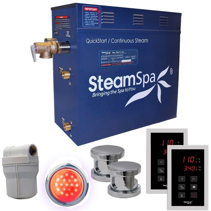 Steam Spa RYT1200CH Royal 12 KW Quick Start Acu-Steam Bath Generator Package, Chrome