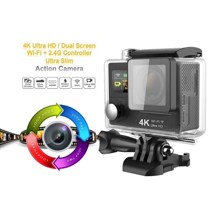 ECVILLA Ultrathin 4k Wifi Waterproof Sports Action Camera16mp Hd 4k Sony Cmos Sensor 2.0 Inch LCD 173 Wde Angle... N6