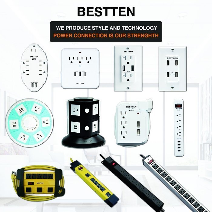 Bestten Multi-Functional Charging Station Tower: 6-Outlet Surge Protector with 4 USB Charging Ports (4.2A Total... N6