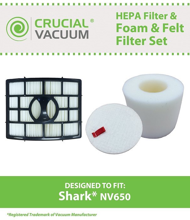 Shark NV650 HEPA, Foam & Felt Filters Fit NV650, NV650W, NV651 & NV652, Part # XFF650 & XHF650, Designed & Engineered...
