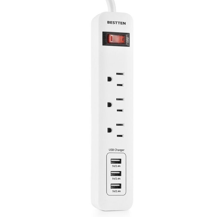 Bestten Multi-Functional Charging Station Tower: 6-Outlet Surge Protector with 4 USB Charging Ports (4.2A Total... N7