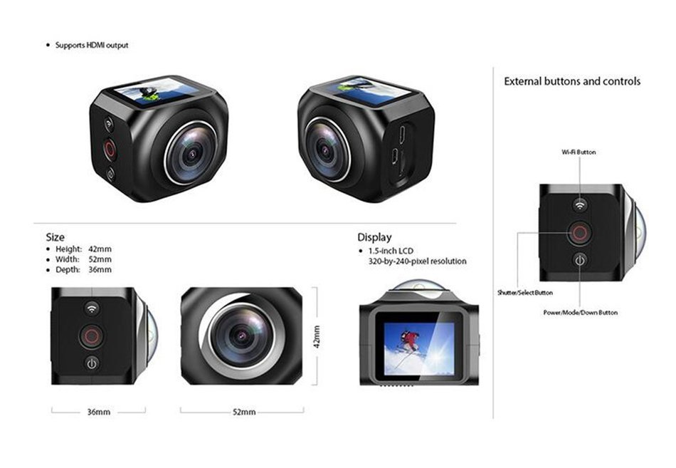 2016 newest wireless 360 Degree panoramic VR Photo digital Camera HD 3D Action sports VR camera N3