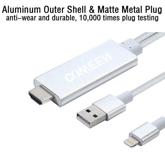 COWEEN Lightning to HDMI Screen Mirroring Cable 1080P MHL to HDMI Airplay HDTV Adapter&nbsp;for iPhone6/6s/6 plus/5... N2