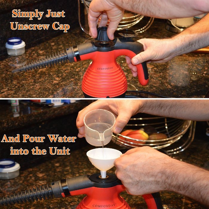 New Version Spill-Proof Multi-Purpose Handheld Steam Cleaner with Safety Lock steamer for stain removal, curtains... N3