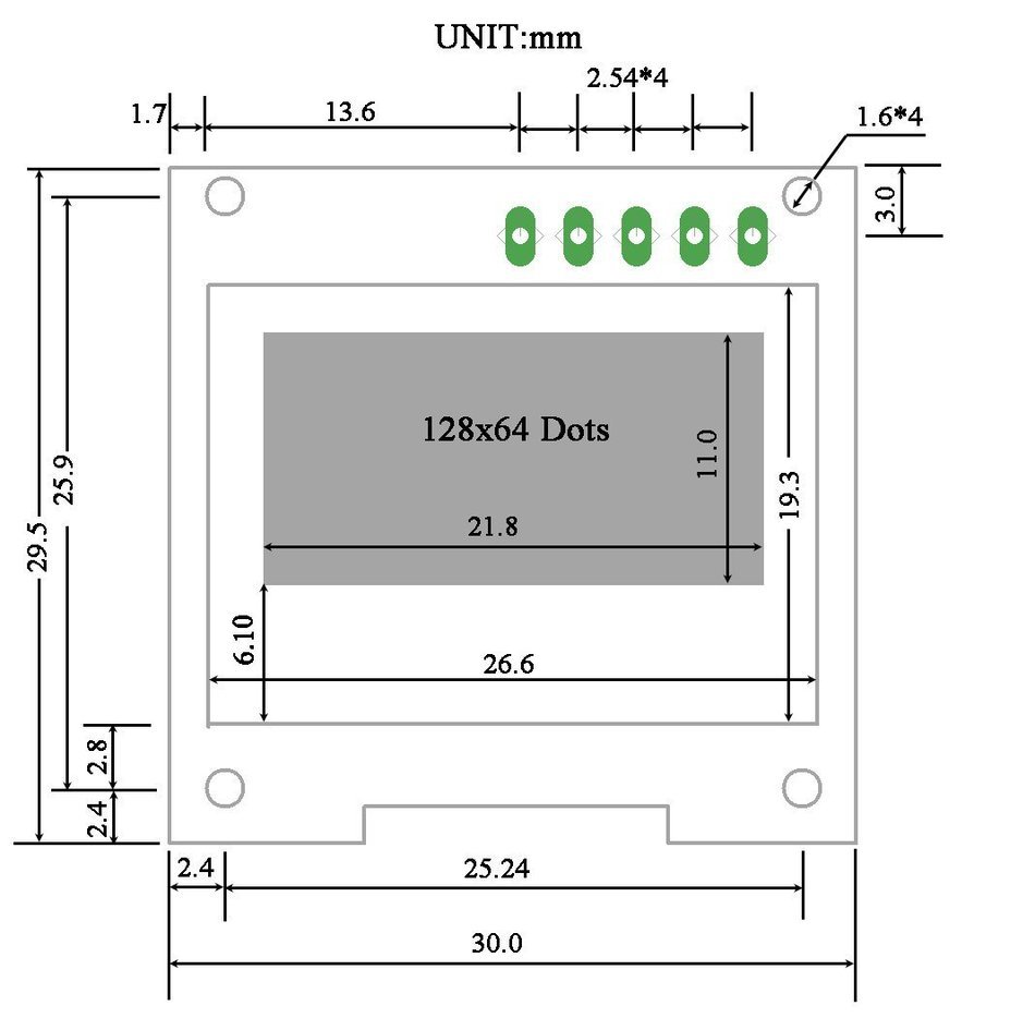 0.96" Serial: UART/I2C/SPI 128x64 OLED Module Blue CN (DS12864OLED-2B) N2