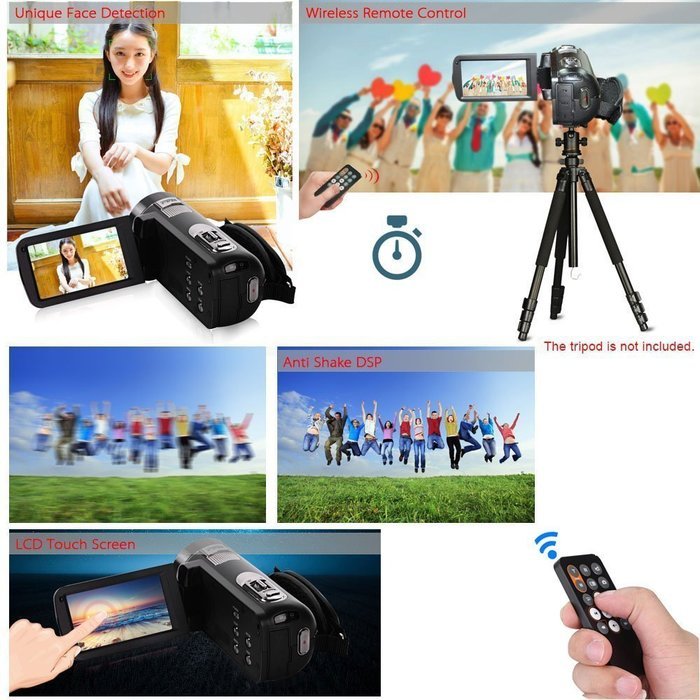 Wireless Home Camcorder 1080P Full HD LCD Rotation Touchscreen Video Recorder 24 Mega Pixels Digital Video Camcorder... N4