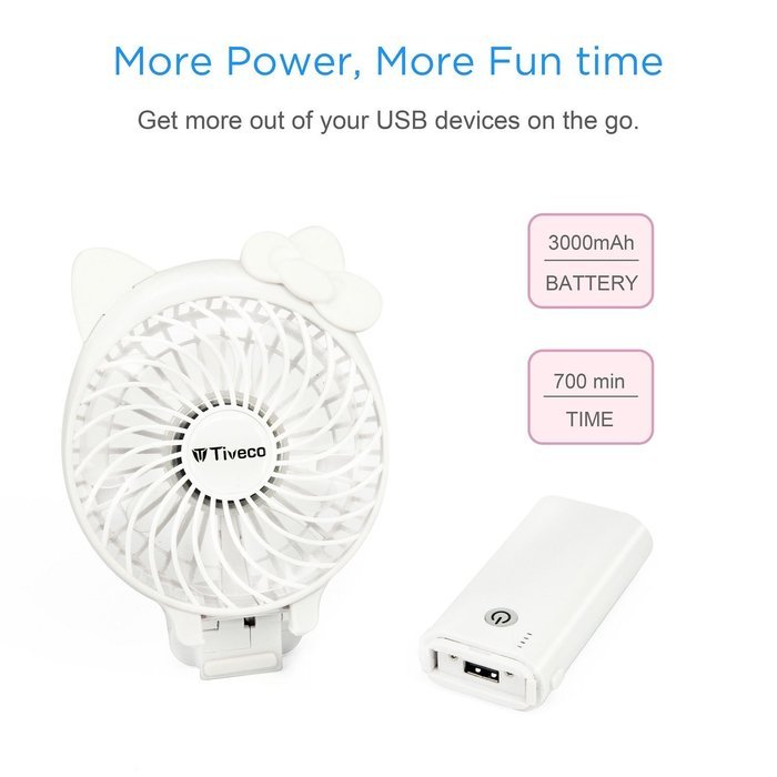 Tiveco Handheld USB Rechargeable Fan - V2 Black N25