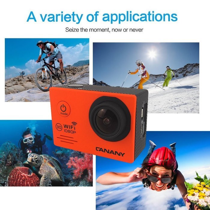 Sport Camera, Canany Wifi Action Camera 1080P HD 12MP 2.0Inch Bundle With 2 Batteries and FREE Accessories Kits... N44
