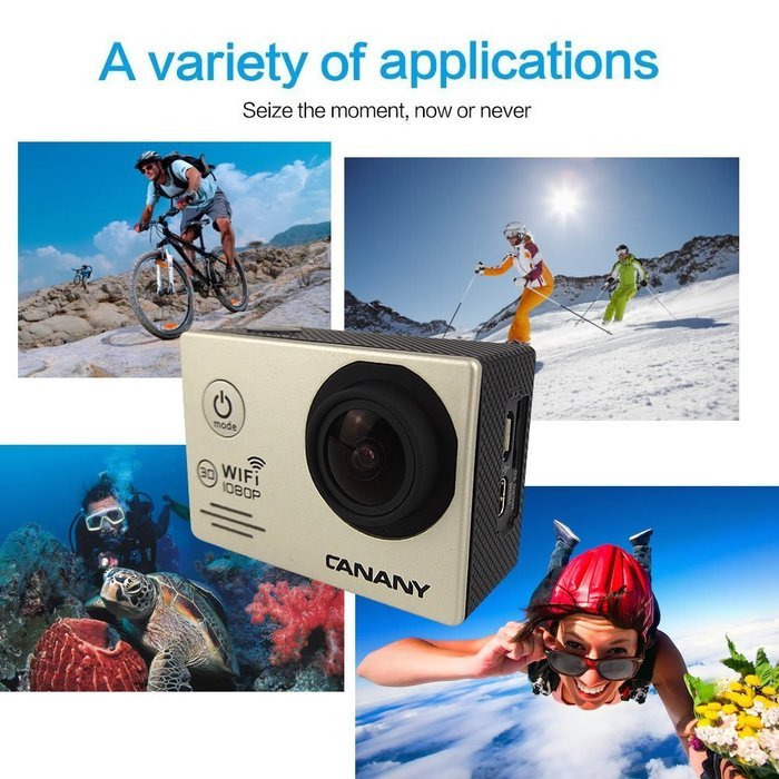Sport Camera, Canany Wifi Action Camera 1080P HD 12MP 2.0Inch Bundle With 2 Batteries and FREE Accessories Kits... N47