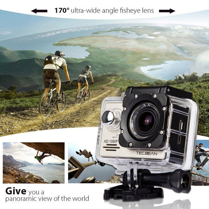 TEC.BEAN EX5000 2.0inch 14MP WIFI Waterproof Action Camera Kit with Accessories (17 Items) - White N10