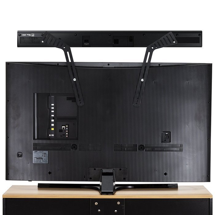 Fitueyes Universal Sound Bar Bracket Mount Above or Below TV , Black ,FSB47701MB