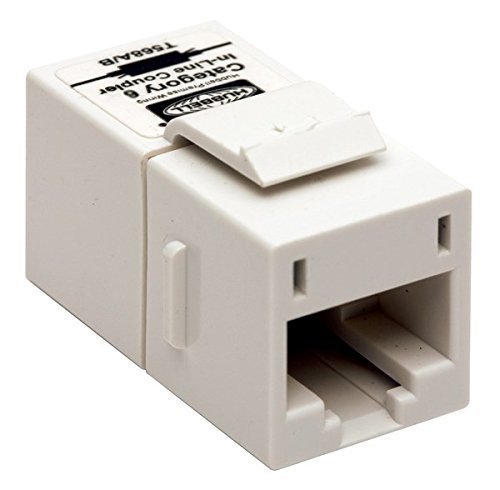 Hubbell SFC6W Category 6 Snap-Fit Keystone Jack with Inline Coupler, White