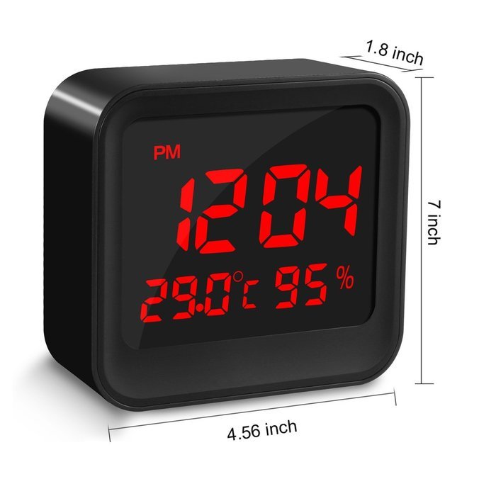 BonyTek Multifunctional Mute Digital Clock Thermometer Hygrometer with 3 Set Alarm Clocks, Brightness Auto-adjustable... N5