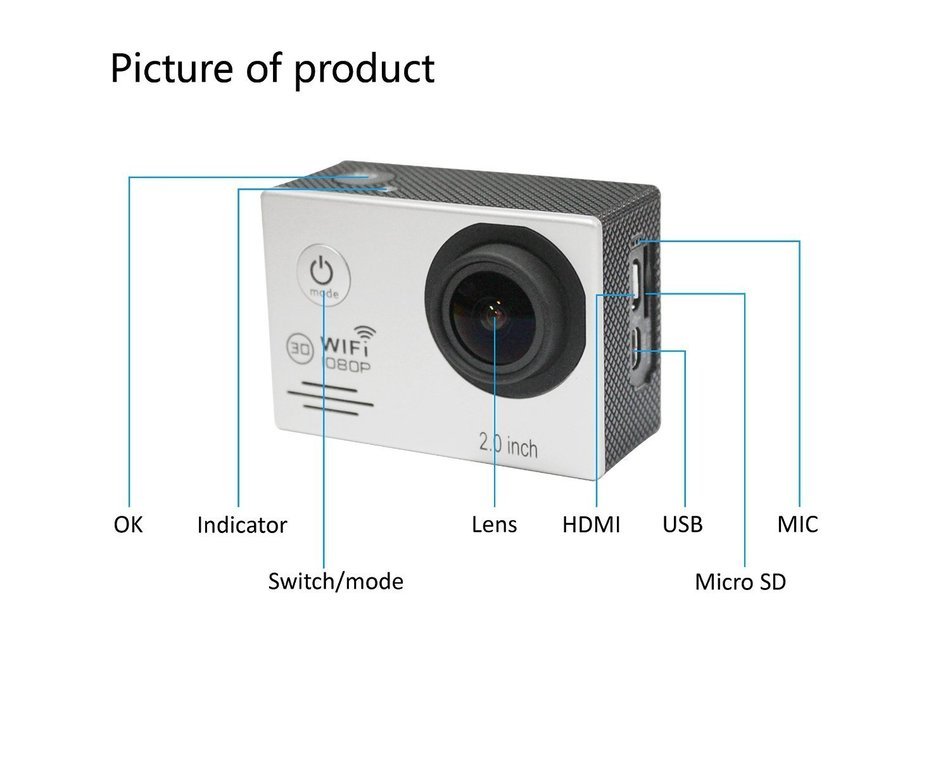LADEY HD Digital Sports Waterproof Camera,12MP 1080P WIFI 2.0 LTPS LCD Screen Camera,170 Degree Wide Angle 30M... N32
