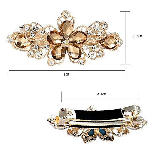 Coffee New Fashion crystal Rhinestone Flower Hair Barrette Clip Hairpin Women Jewelry N2