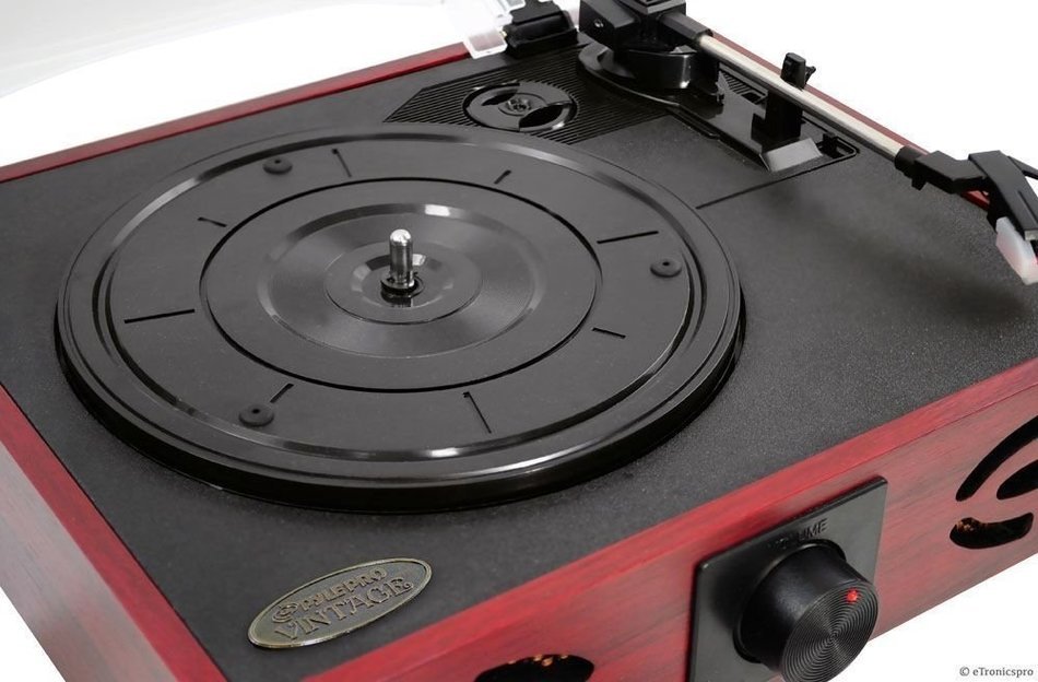 3-SPEED 33/45/78 WOODEN CASE TURNTABLE RECORD PLAYER w/ USB-to-PC / VINYL-to-MP3
