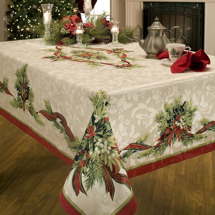 Benson Mills Christmas Ribbons Engineered Printed Fabric Napkins, Set of 4, 19x19