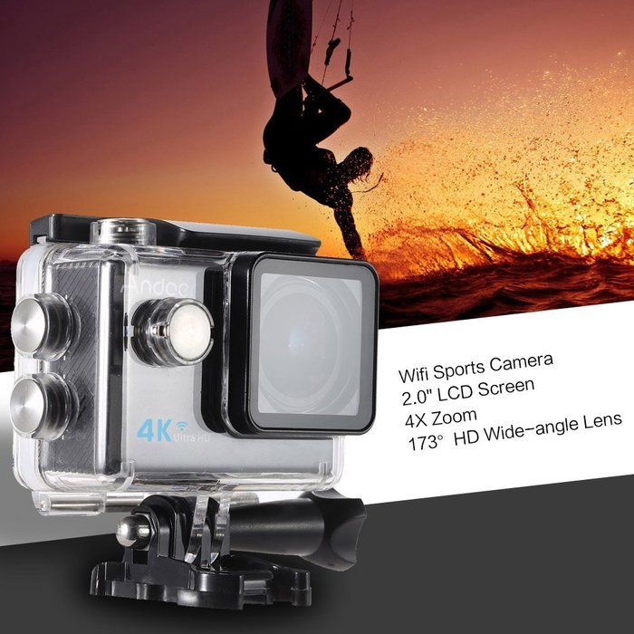 Andoer Ultra HD Action Sports Camera 2.0" LCD 16MP 4K 25FPS 1080P 60FPS 4X Zoom WiFi 25mm 173 Degree Wide-Lens... N7
