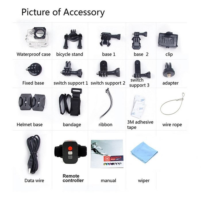 Besteye 2.0inch WIIFI Action Camera SONY Sensor with 32GB TF Card IR Remote 1080P 30FPS Sport Camera WIFI 12MP... N4