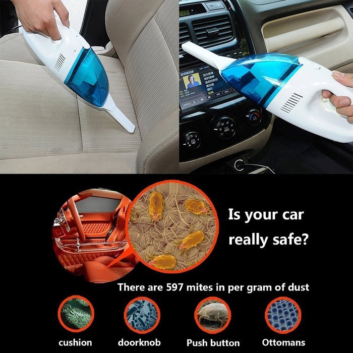 AUDEW 12V Mini Car Vacuum Cleaner Portable Handheld Auto Charger Vacuum