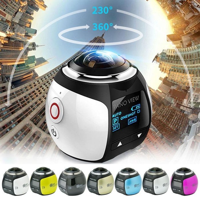 Cshine 360 Degree Mini WiFi Panoramic Video Camera 2448P 30fps 16MP Photo 3D Sports DV VR Video And Image ABS(... N6