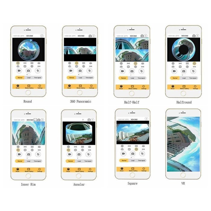 Cshine 360 Degree Mini WiFi Panoramic Video Camera 2448P 30fps 16MP Photo 3D Sports DV VR Video And Image ABS(... N8