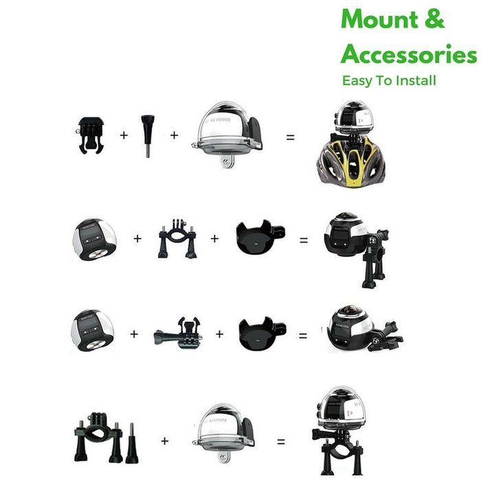 Cshine 360 Degree Mini WiFi Panoramic Video Camera 2448P 30fps 16MP Photo 3D Sports DV VR Video And Image ABS(... N9