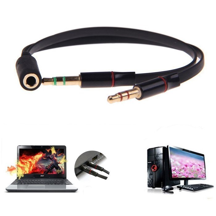 KingTop Headset Splitter Cable 3.5mm Female to 2 Male for PC Computer and Old Version Laptop N2