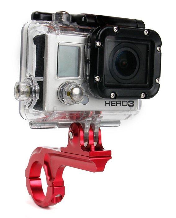 DURAGADGET Ultra-Strong Forged Aluminium Handlebar Mount in Red For GoPro Hero 4 Session, HERO 4, 3+, 3, 2, 1... N4
