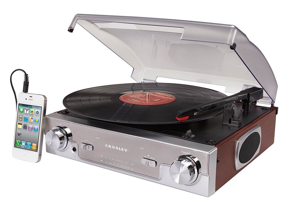 Crosley CR6005A-MA Tech Turntable with AM/FM Radio and Portable Audio Ready (Mahogany) N2