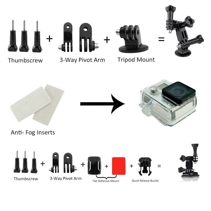 YFY 14-In-1 Basic Outdoor Sports Accessories Kit for GoPro Hero Cameras N2