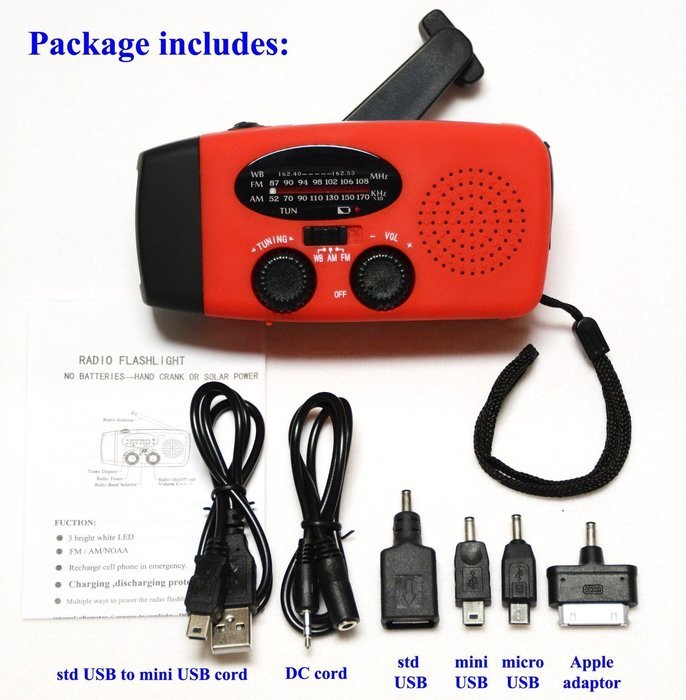 topAlert HY-88WB Emergency Dynamo Solar Self Powered AM/FM/WB(NOAA) Radio w/ LED Flashlight, Cell Phone Charger... N2