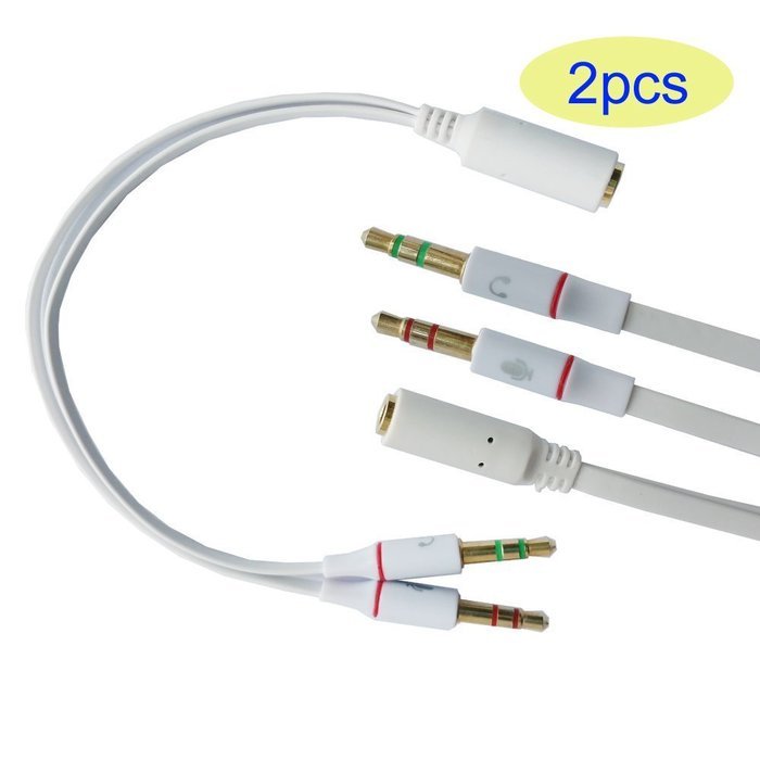 Seadream 2Pack 3.5mm Female to Dual 3.5 Male Headset Mic & Stereo Audio Y Splitter Cable Adpter (2pack Black)