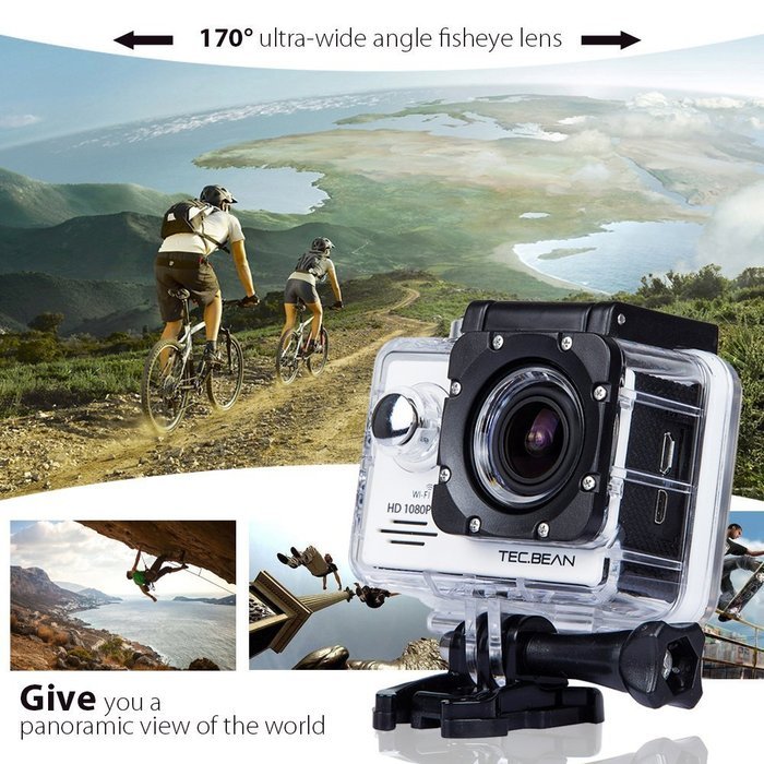 TEC.BEAN EX5000 2.0inch 14MP WIFI Waterproof Action Camera Kit with Accessories (17 Items) - White N11