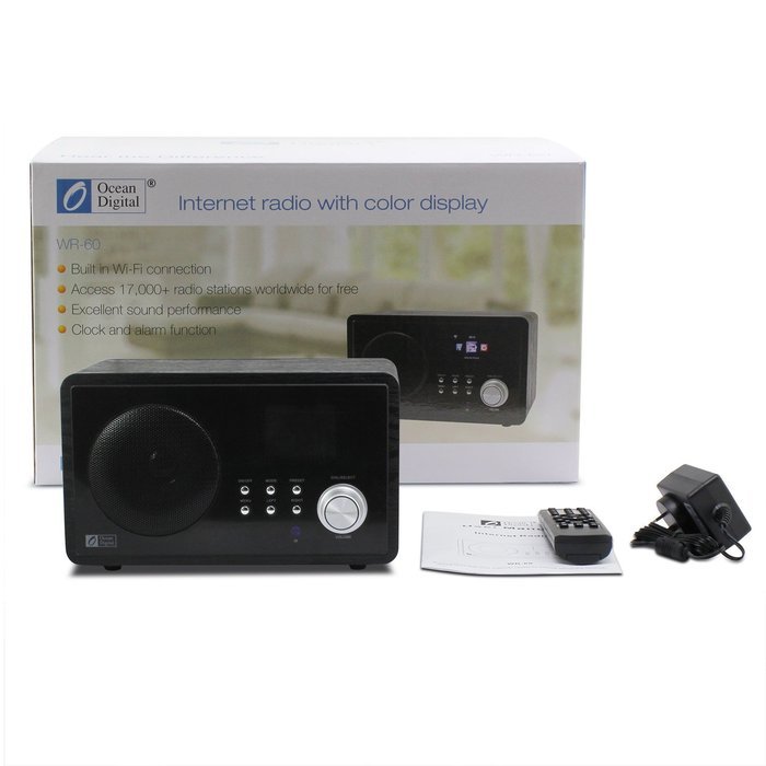 Ocean Digital WiFi Internet Radio WR60 Wlan Wireless Connection Wooden Desktop Media Player Alarm Clock Big Display... N2