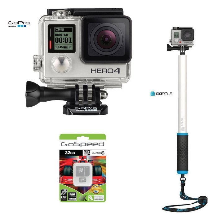 GoPro Hero4 Hero 4 BLACK 12MP Full HD 4K 30fps 1080p 120fps Built-In Wi-Fi Waterproof Wearable Camera Adventure... N13