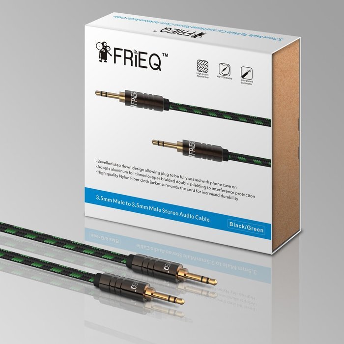 FRiEQ 3.5mm Male To Male Car and Home Stereo Cloth Jacketed Tangle-Free Auxiliary Audio Cable (4 Feet/1.2M) Fits... N7