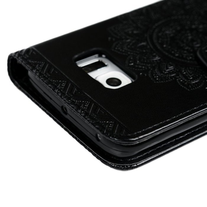 S6 Edge Case,Samsung Galaxy S6 Edge Case - Wallet Embossed Totem Flower Premuim PU Leather Snug Fit Soft TPU Inner... N35