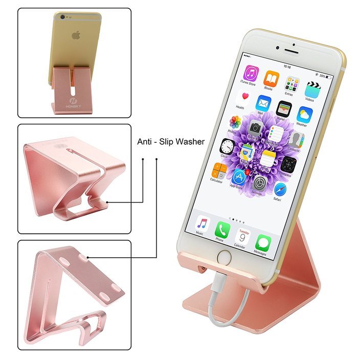 Honsky&reg;Solid Portable Aluminum Desktop Stand Smart Phone Holder for Desk Bed,iPad Mini Stand Tablet Stands for... N7