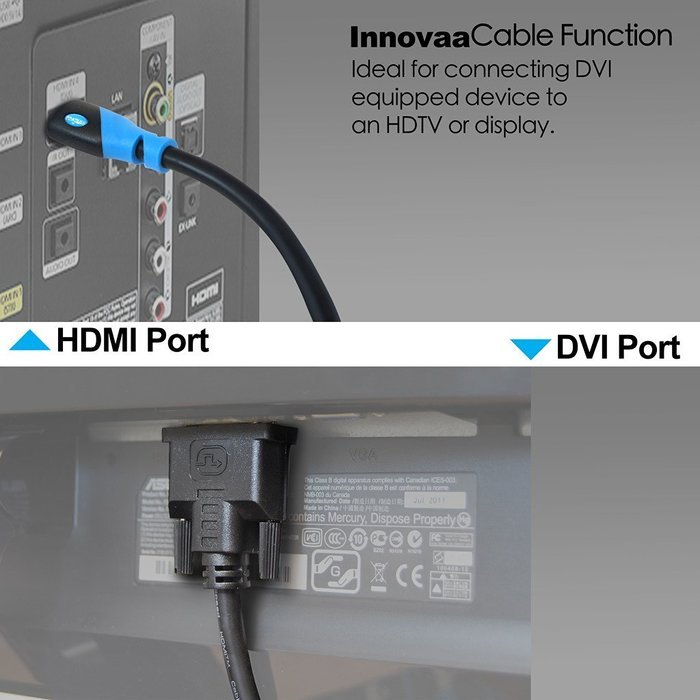 HDMI to DVI Cable, INNOVAA High-Speed HDMI to DVI Adapter Cable - 10 Feet N4