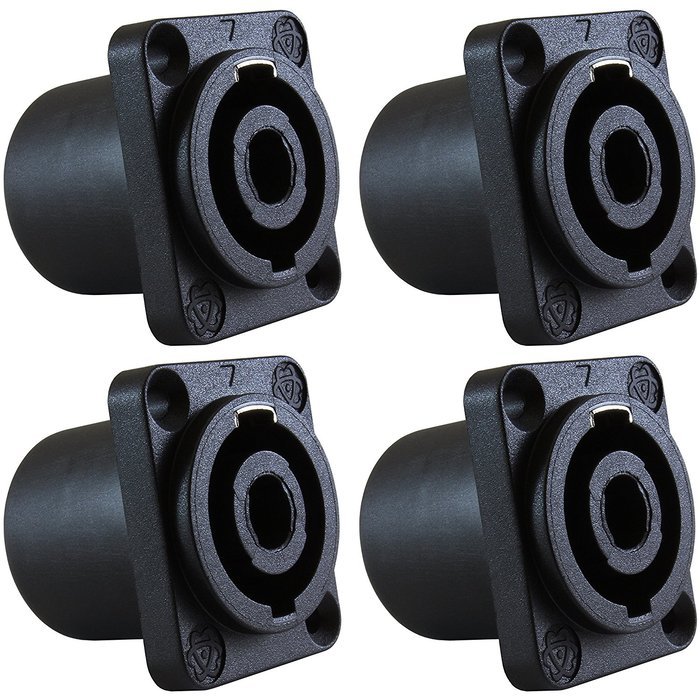 GLS Audio Speaker Jack Twist Lock 4 Pole Square (Rectangle) - Compatible with Neutrik Speakon NL4MP, NL4MPR, NL4FC...